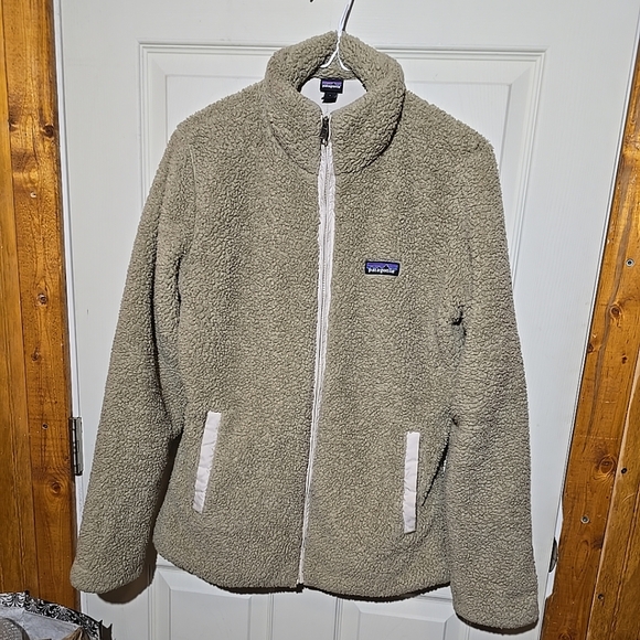 Women's Patagonia High Pile Fleece Tan Jacket Sz Large - Picture 1 of 2